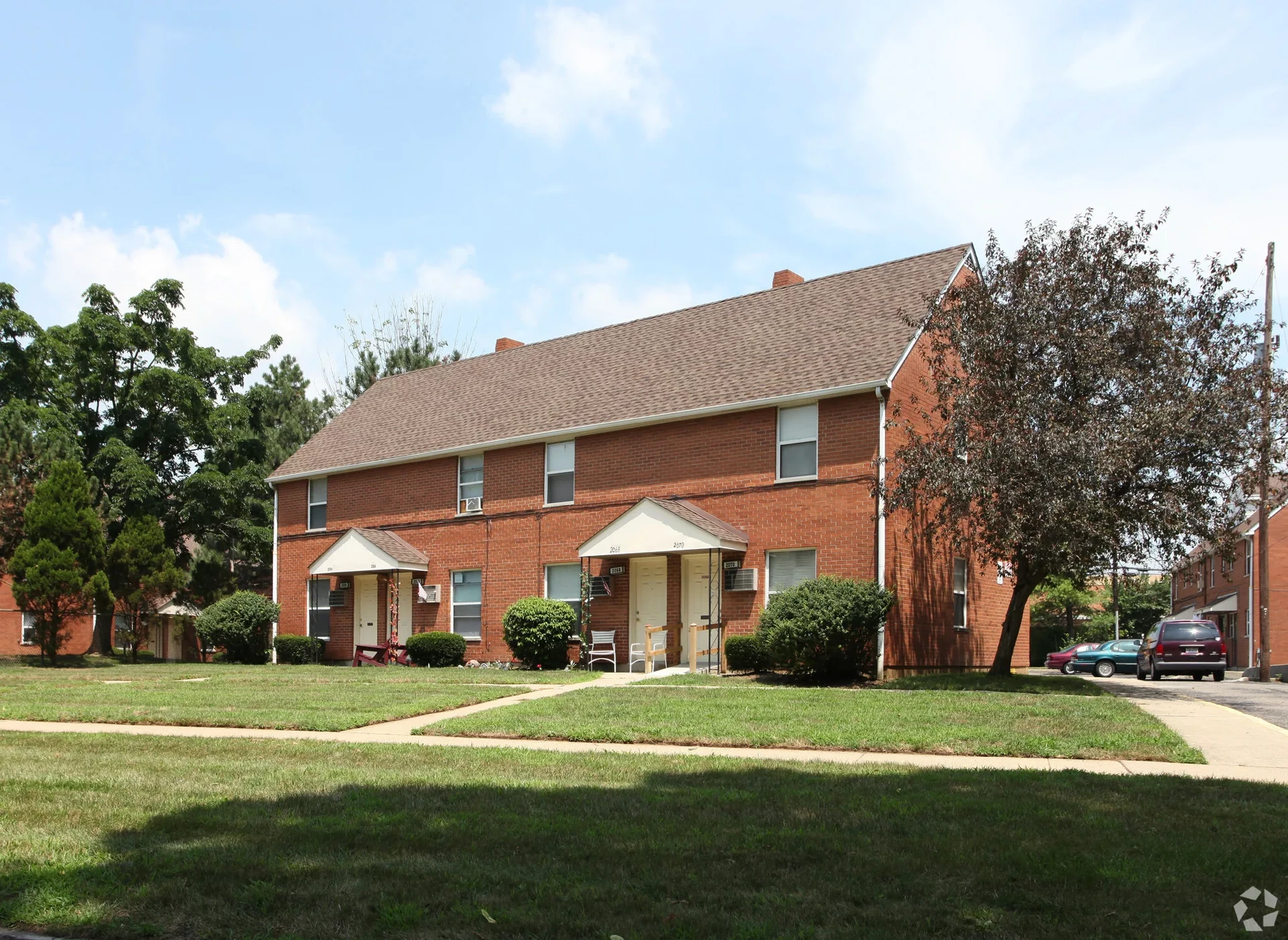 Exterior view of Nelson Park apartment buildings
