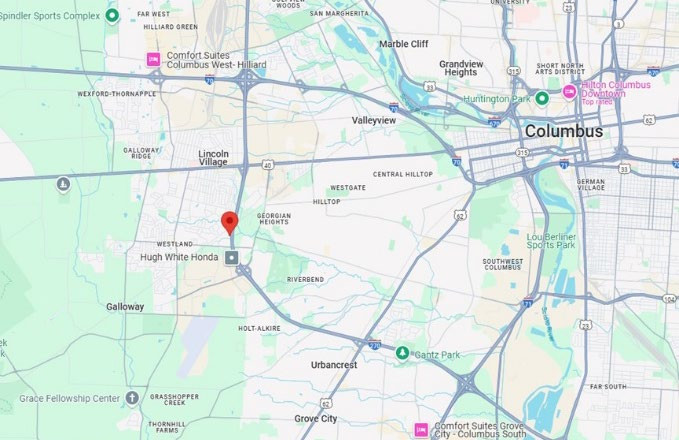 Map showing Emerald Glen location in Columbus
